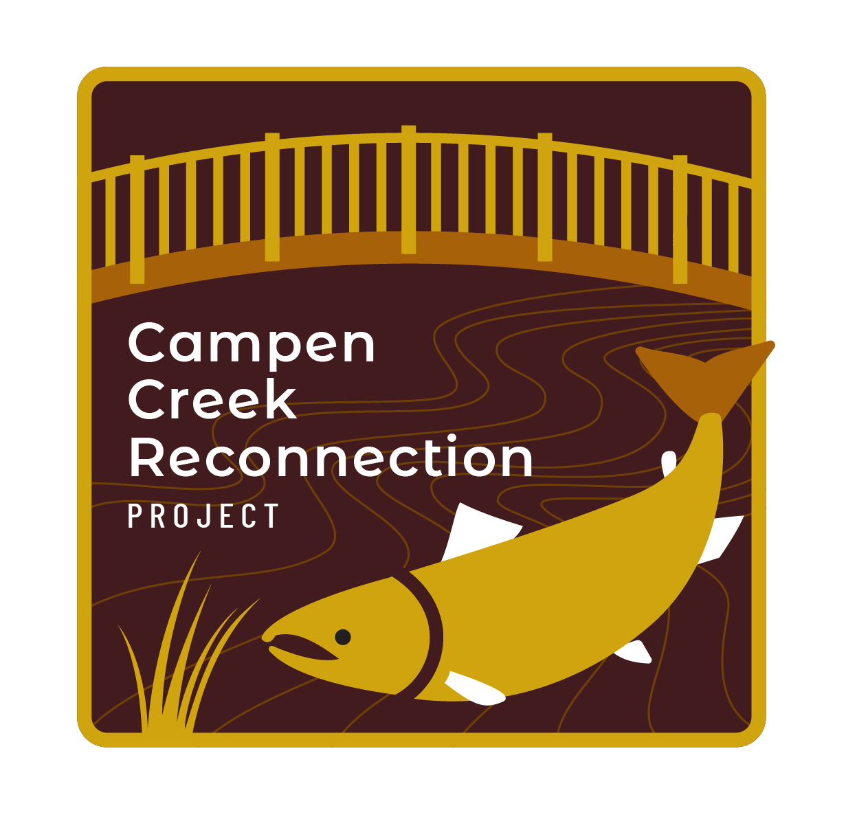 project logo with a bridge and a salmon swimming underneath