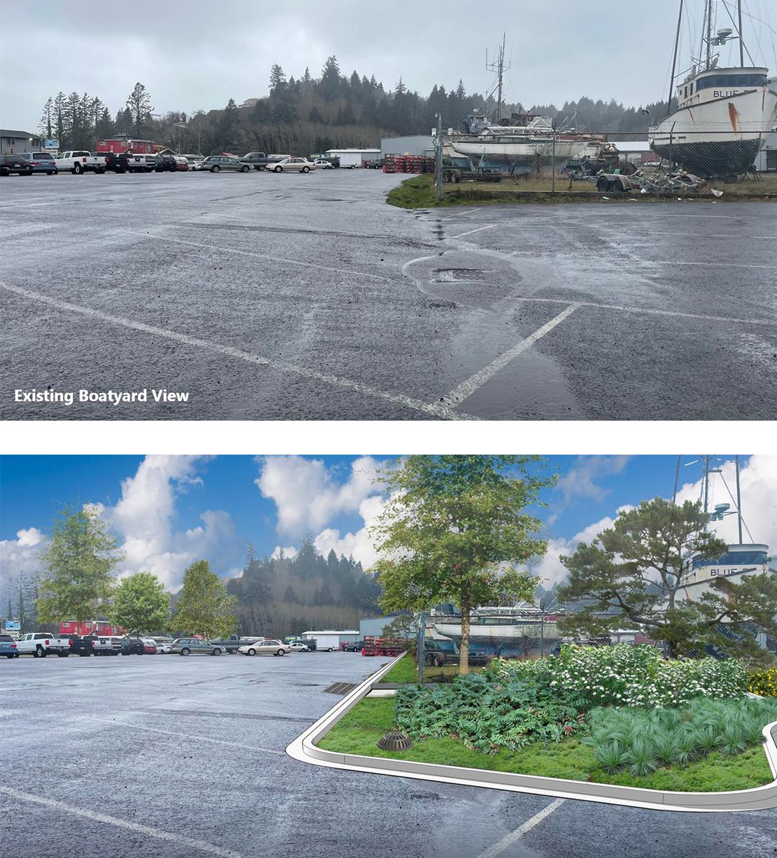 Ilwaco boat yard before and after