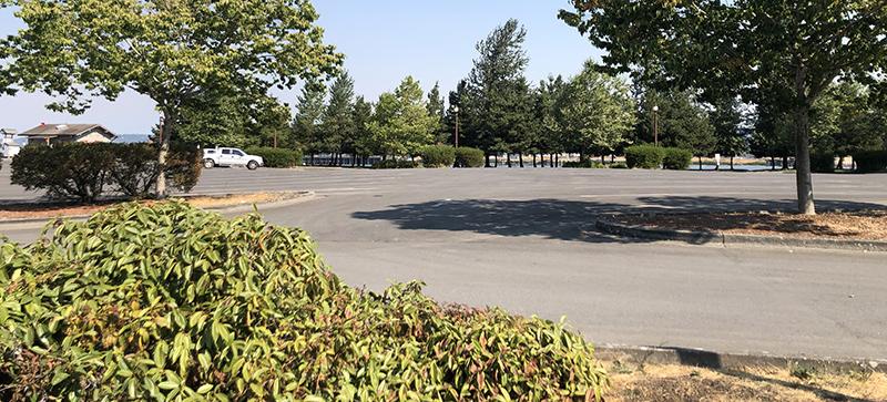 large parking lot by the Columbia River